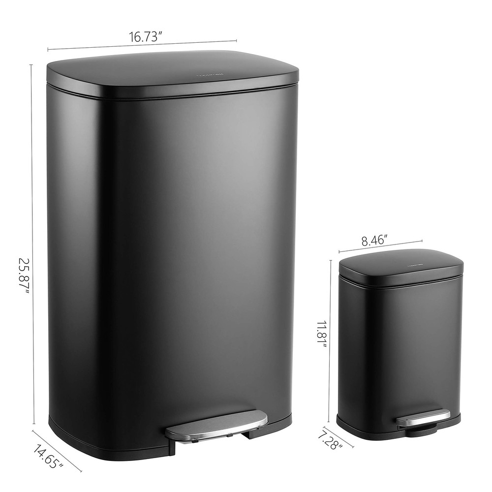 happimess HPM1006B Connor Rectangular 13-Gallon Garbage Can with Soft-Close L...
