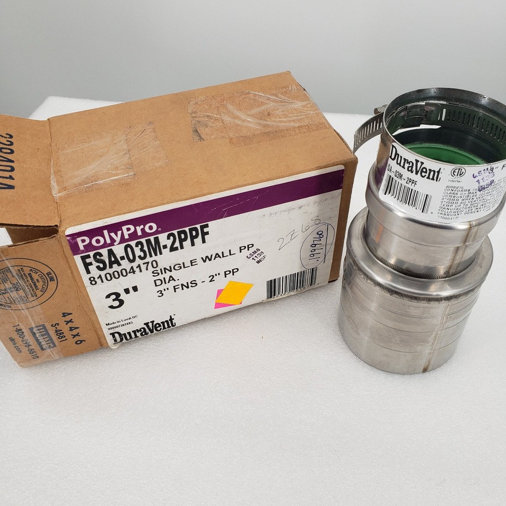 DuraVent PolyPro FSA-03M-2PPF Single Wall Gas Vent 3" FNS - 2" PP