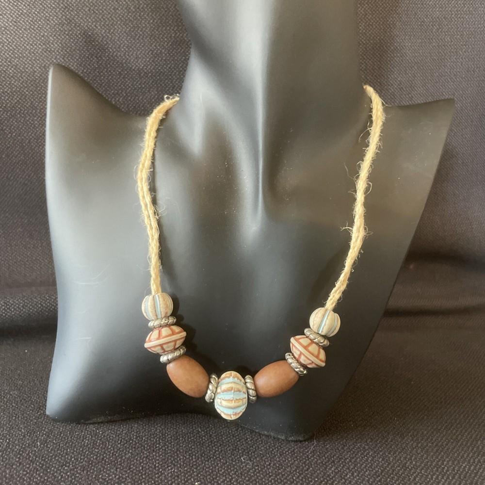 Vtg Gantos Rope & Bead Necklace