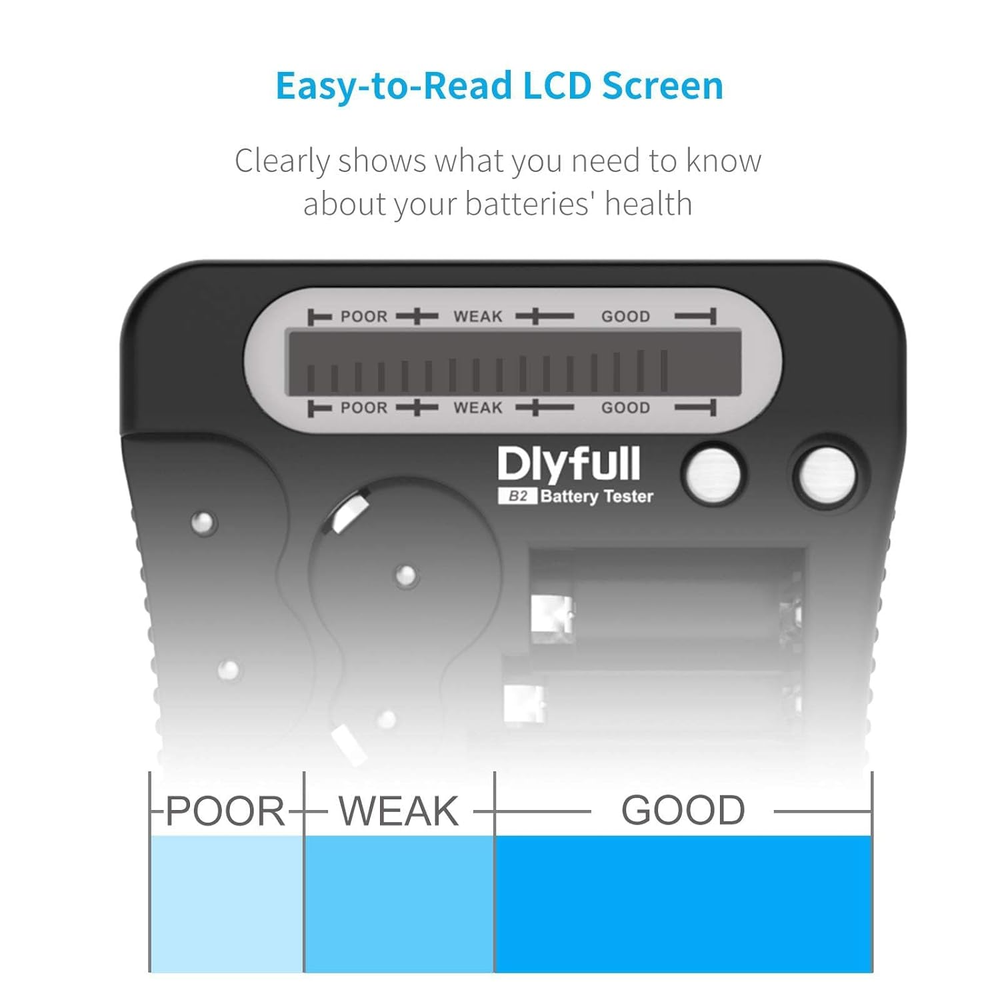 Battery Tester Dlyfull LCD Display Universal Battery Checker for AA AAA C D 9V