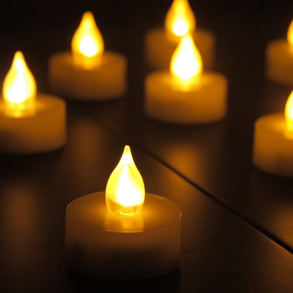 6 Pack Flickering Battery Operated Tea Light with Remote Small, Warm White