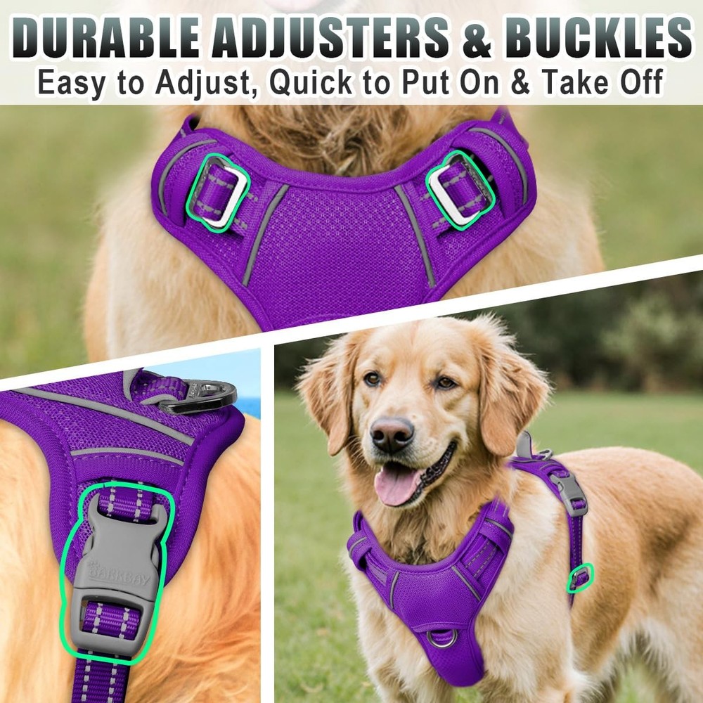 No Pull Dog Harness Large Reflective Dog Harness with Front Clip and Easy Con...