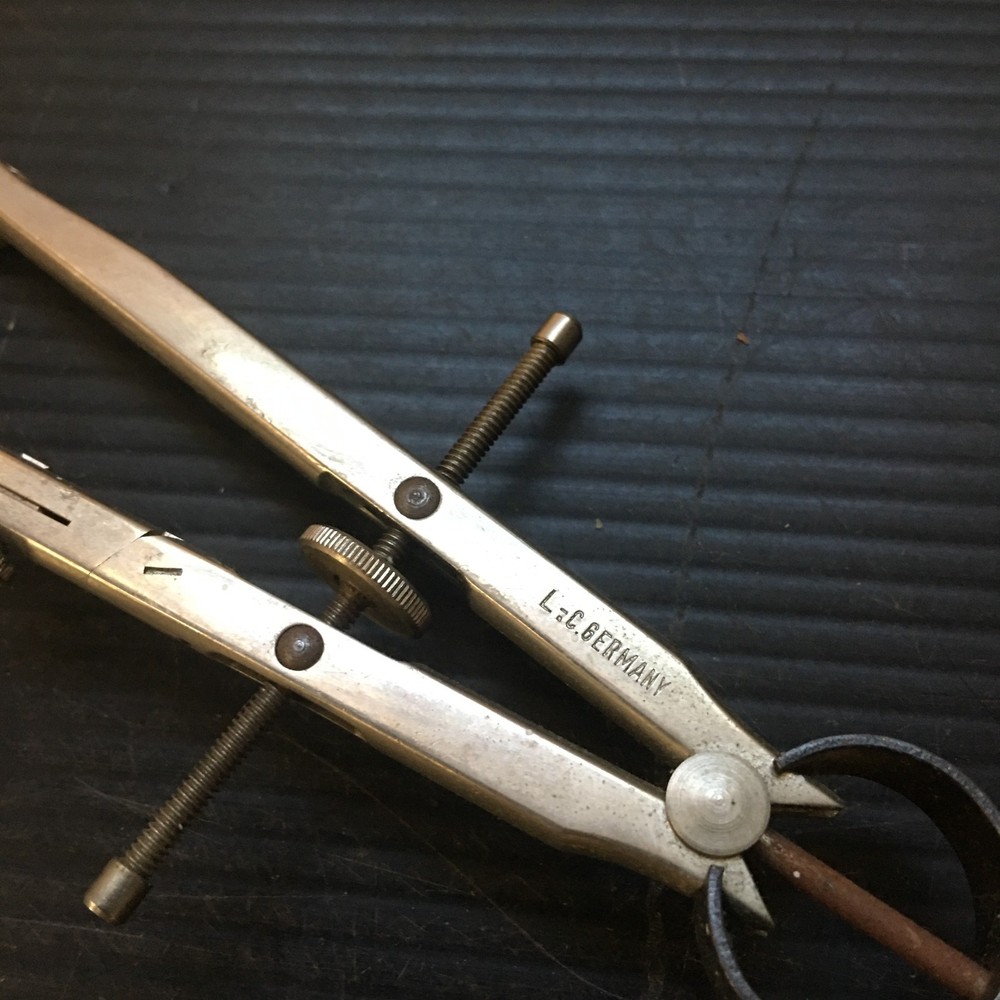 Vintage 1970s Adjustable L. C. Germany Compass Drafting Tool 6"L