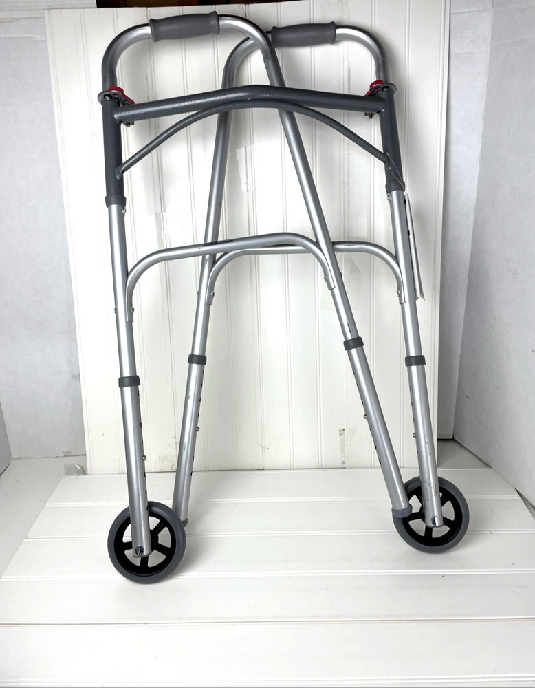 Drive Deluxe Folding Walker 2 Button with Wheels