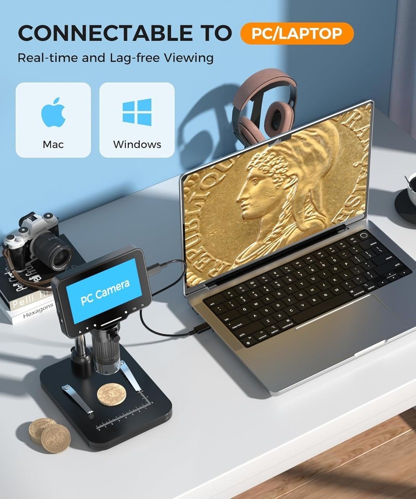 Explore Micro Worlds: 4.3 Inch 1080P Digital Microscope with 1000X Magnification