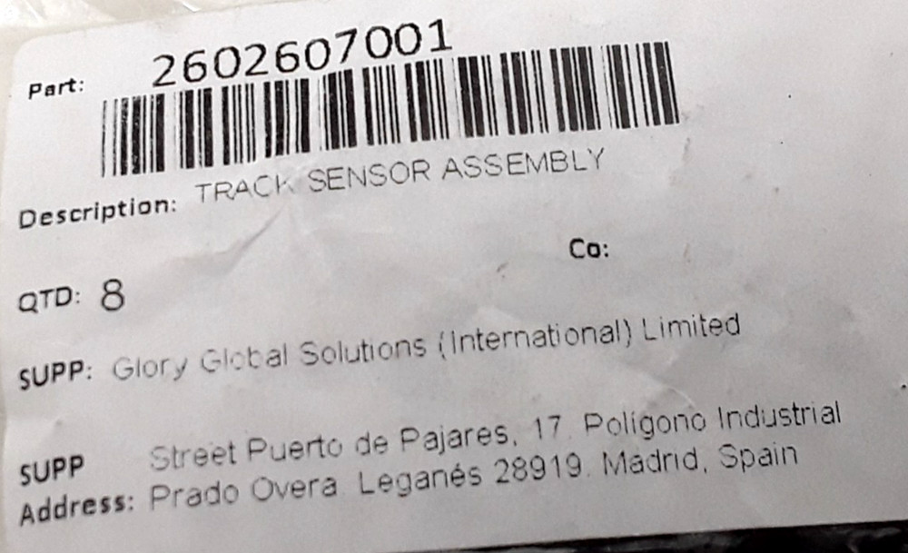 QTY 8 | Glory | PN: 2602607001 | Track Sensor Assembly