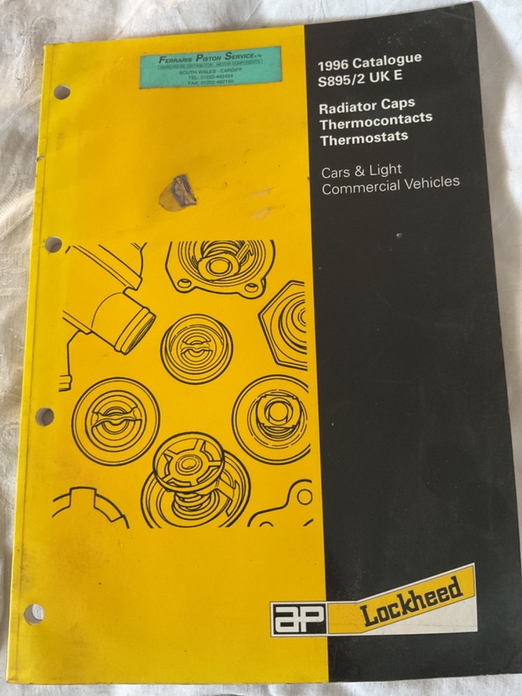 Application Catalogue LOCKHEED . 1996 radiator caps and thermostats