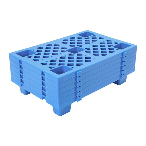 6-Piece Interlocking Plastic Pallets for Efficient Storage in Warehouses