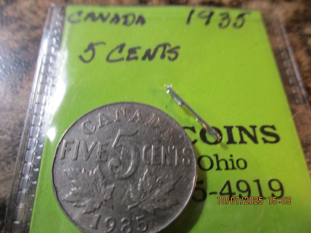 1935 CANADA FIVE CENTS 1 COIN      E