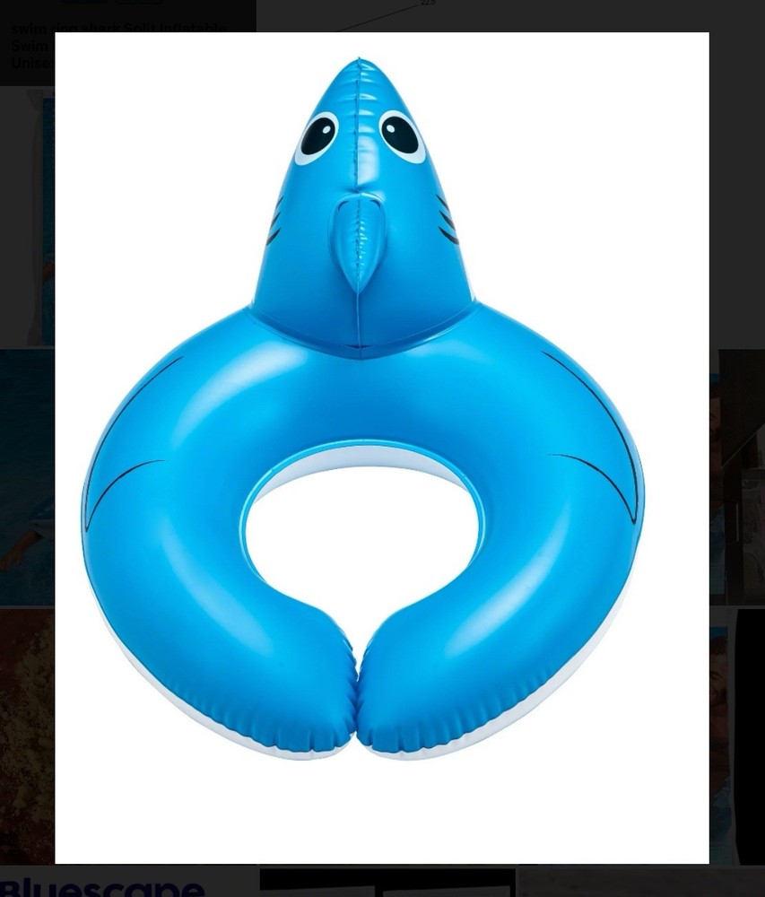 2 PACK Shark Split Ring Float AGE 3-6yrs BLUE 22.5”x 17”x10.5” Easy Inflate