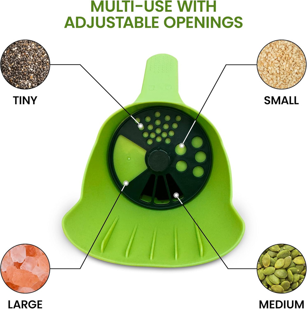 Garden Guru Handheld Seed Spreader Shaker – Multi Use Grass Seed, Fertilizer, Sa