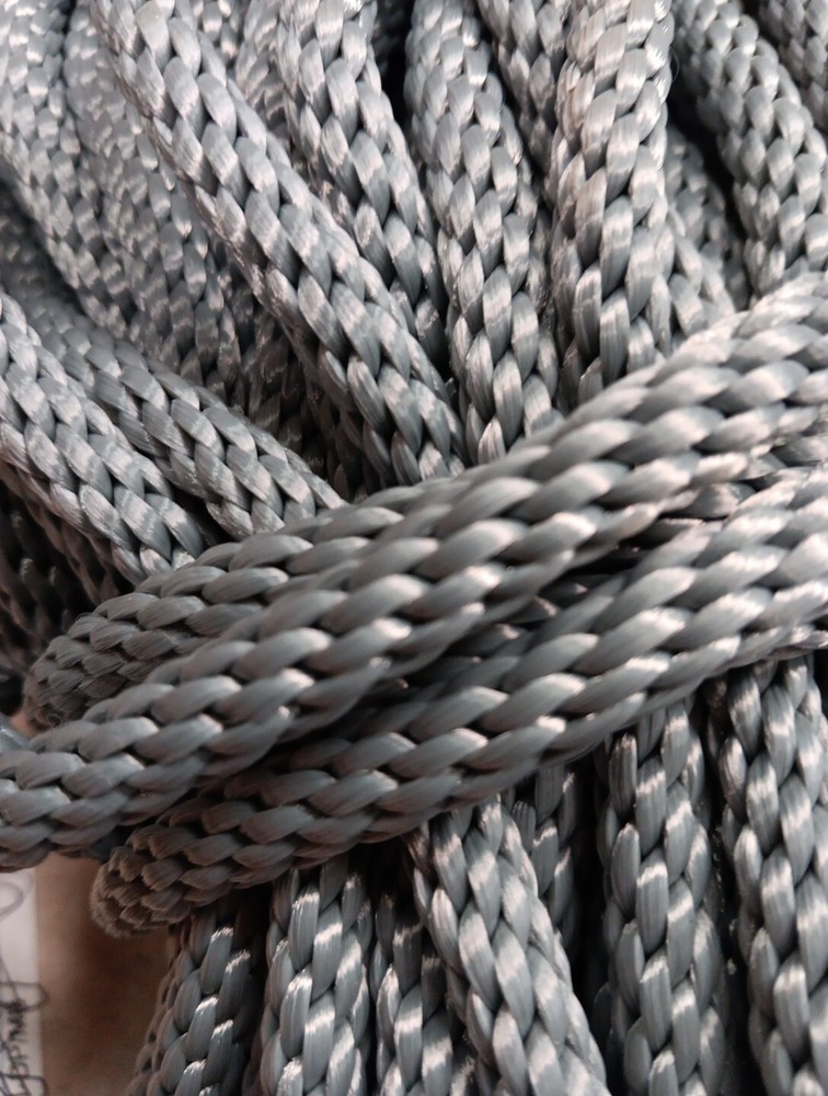 3/8” x 202ft. Solid Braid Polyester Rope. Made in USA. Light Gray