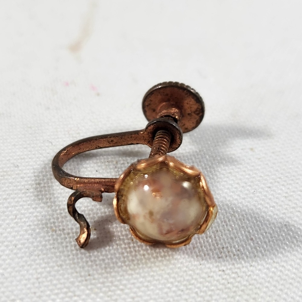Vintage Screw-On Earring with Mystery Stone