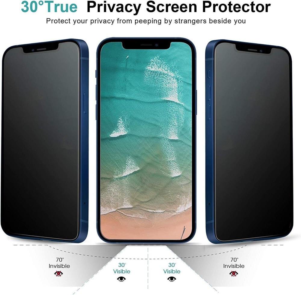 3 Pack Anti-Spy Privacy Glass Screen Protector iPhone 15 14 13 12 Pro Plus Max