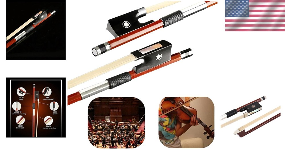 AAA+ Mongolia White Horsetail Violin Bow - Full Size