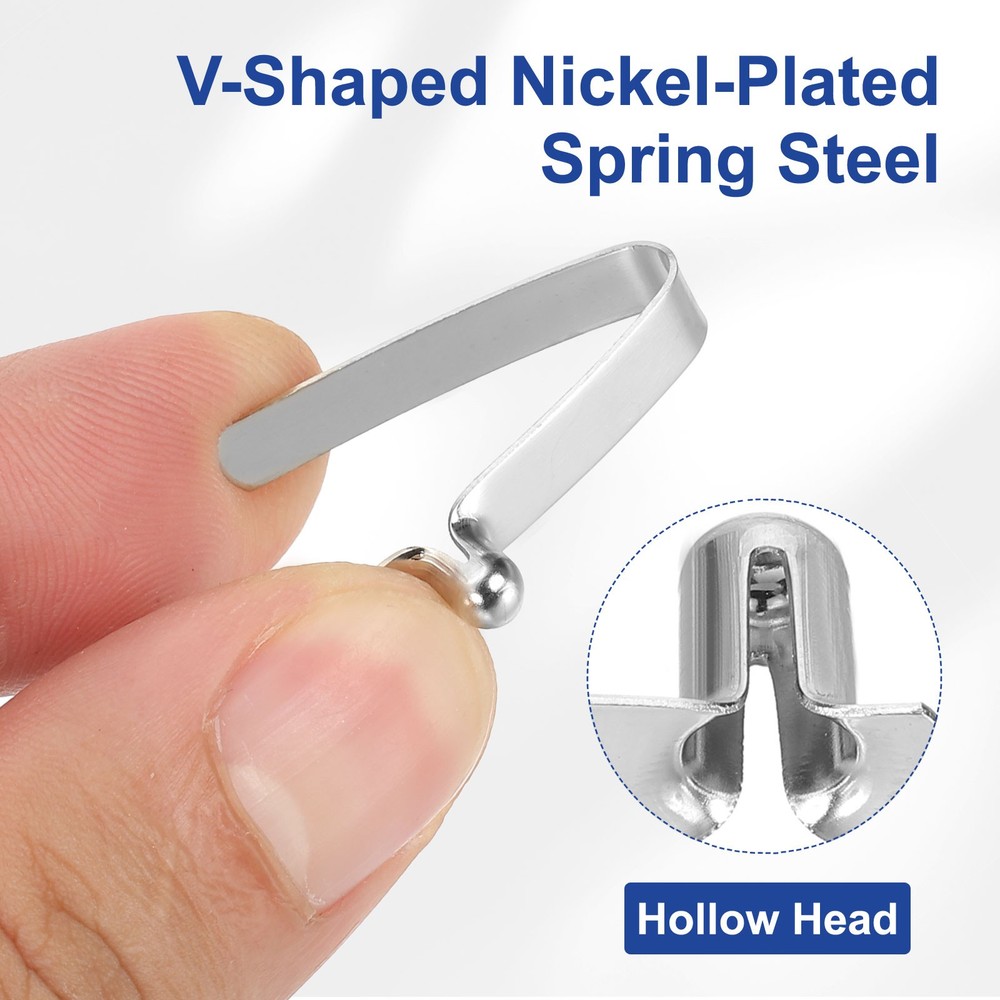 20pcs 4x5.6x26mm Single Button V-Shaped Paddle Snap Spring Clips Hollow Head