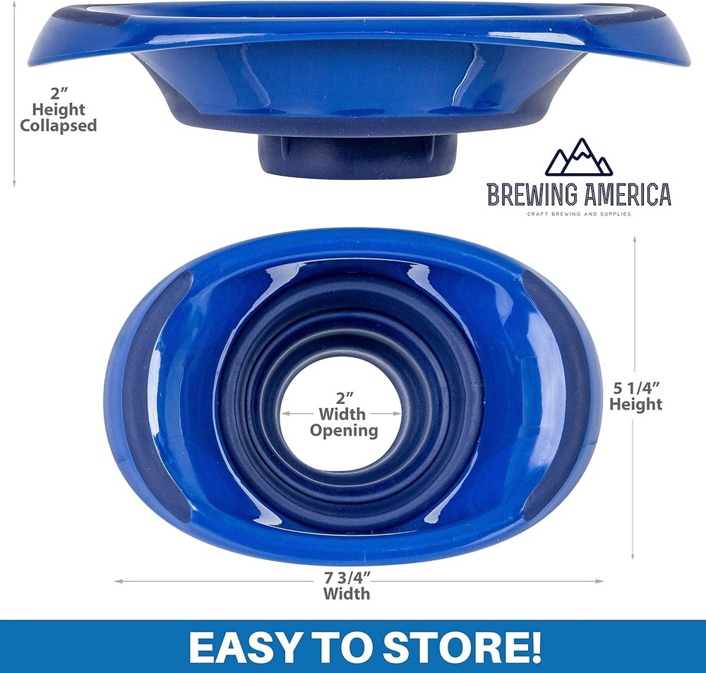 Collapsible Silicone Funnel Blue Wide Mouth
