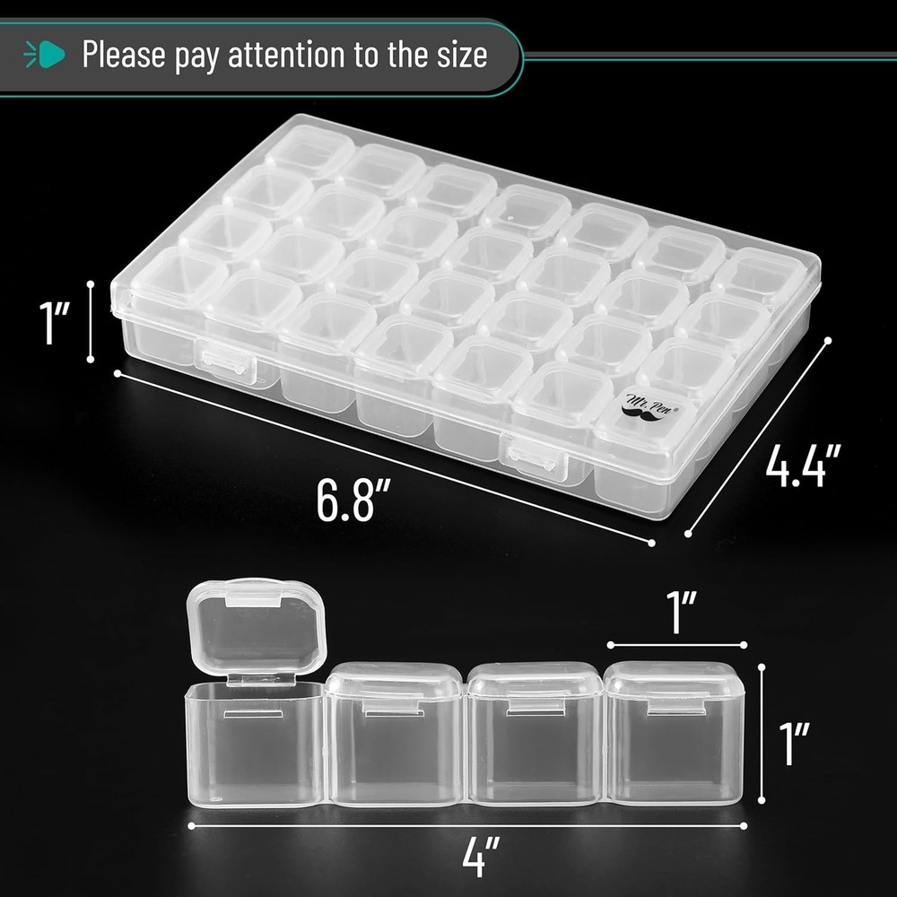 28-Grid Bead Storage Containers - 2 Pack with 160 Labels, Water-Resistant Design