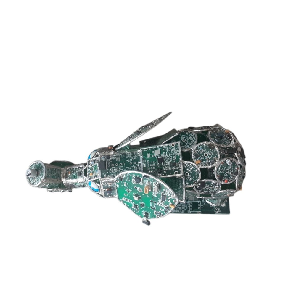 Upcycled Circuit Board Eclectic Elephant Art Model. Unique. 12 X 5"
