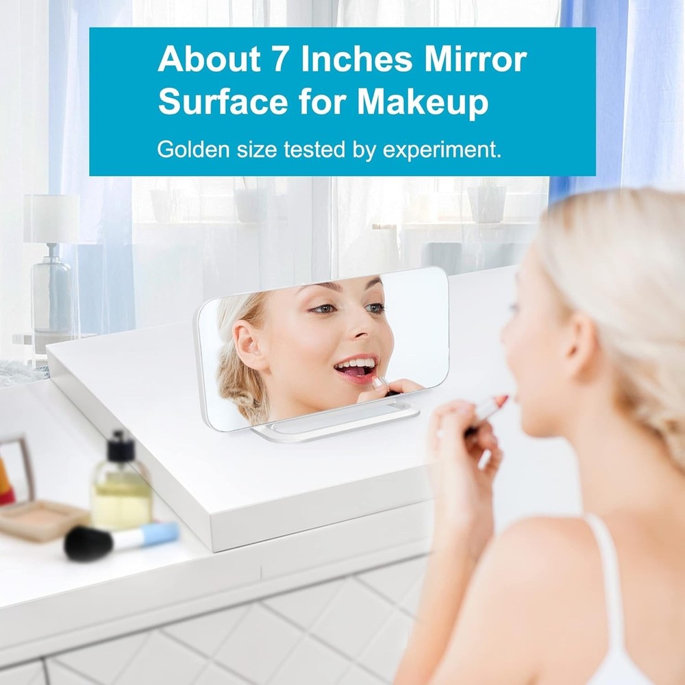 Slim LED Digital Alarm Clock, Mirror Surface for Makeup, with Diming, Large D...