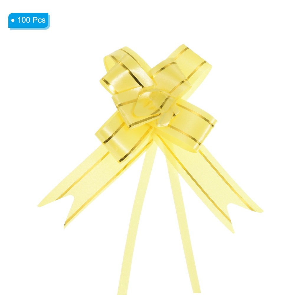 100Pcs 10" Pull Bows Ribbon Gift Wrapping String Decorative Bow Tie Yellow