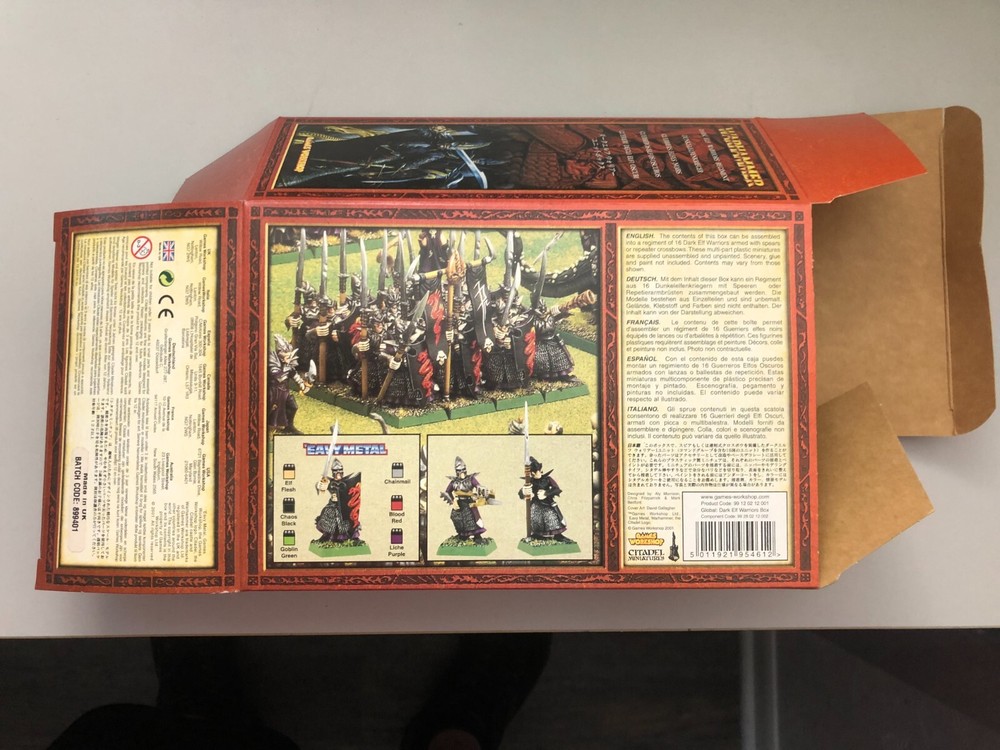 Warhammer Dark Elf Warriors Regiment BOX ONLY Dark Elves Display OOP C