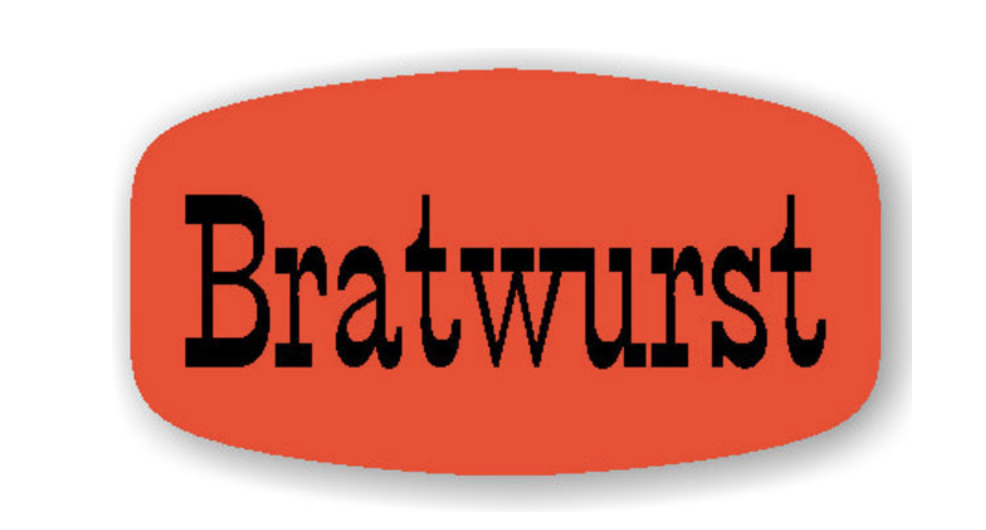 1000 ea. BRATWURST FL RED LABELS STICKERS