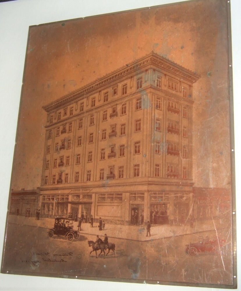 Architectural Copper Engraving Artist Signed 1918 Building