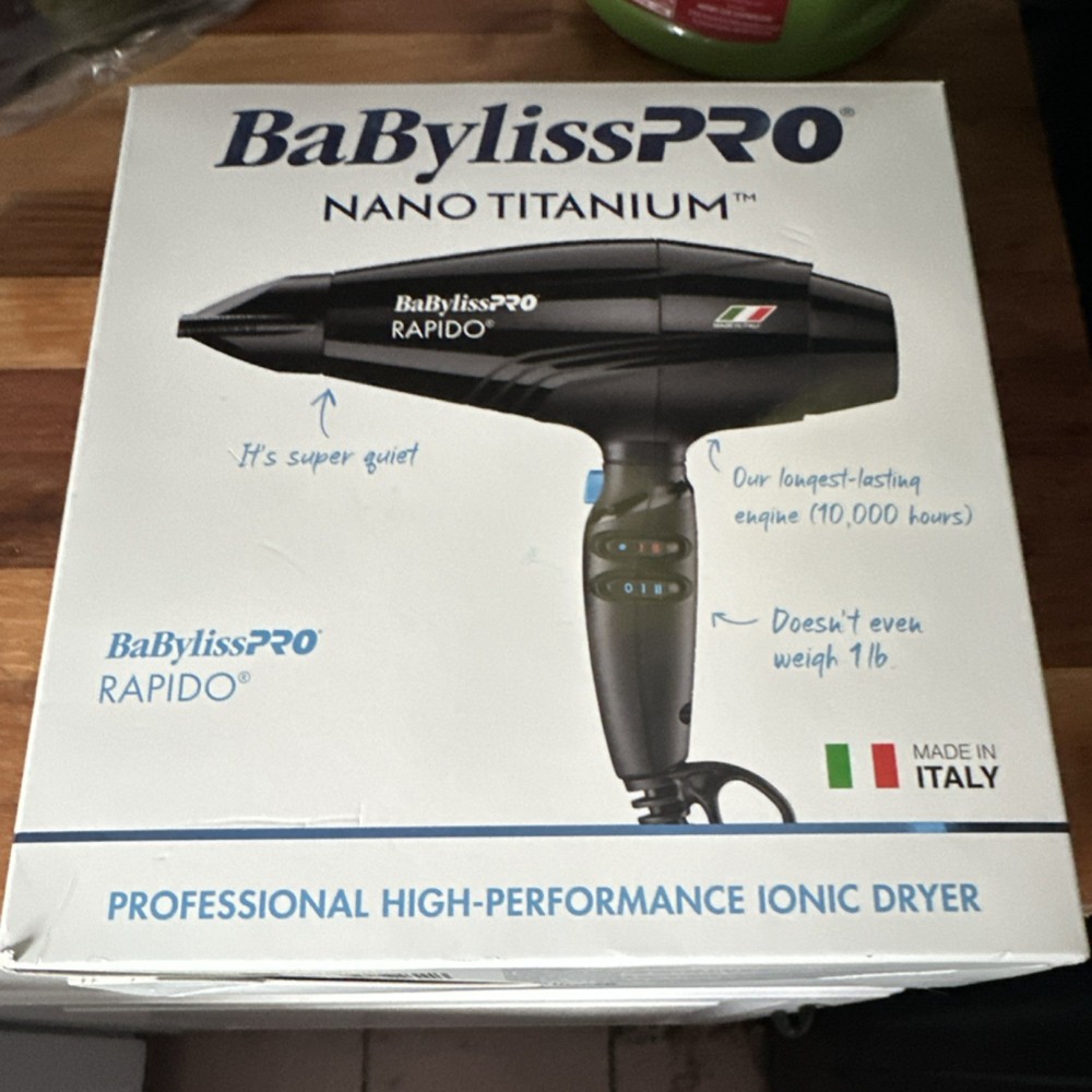 BaBylissPRO Nano Titanium Rapido Ionic Hair Dryer 2000W Diffuser JUST BOX !