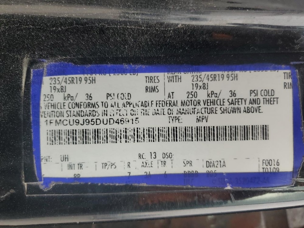 RIGHT REAR DOOR WINDOW REGULATOR OEM 2016 FORD ESCAPE