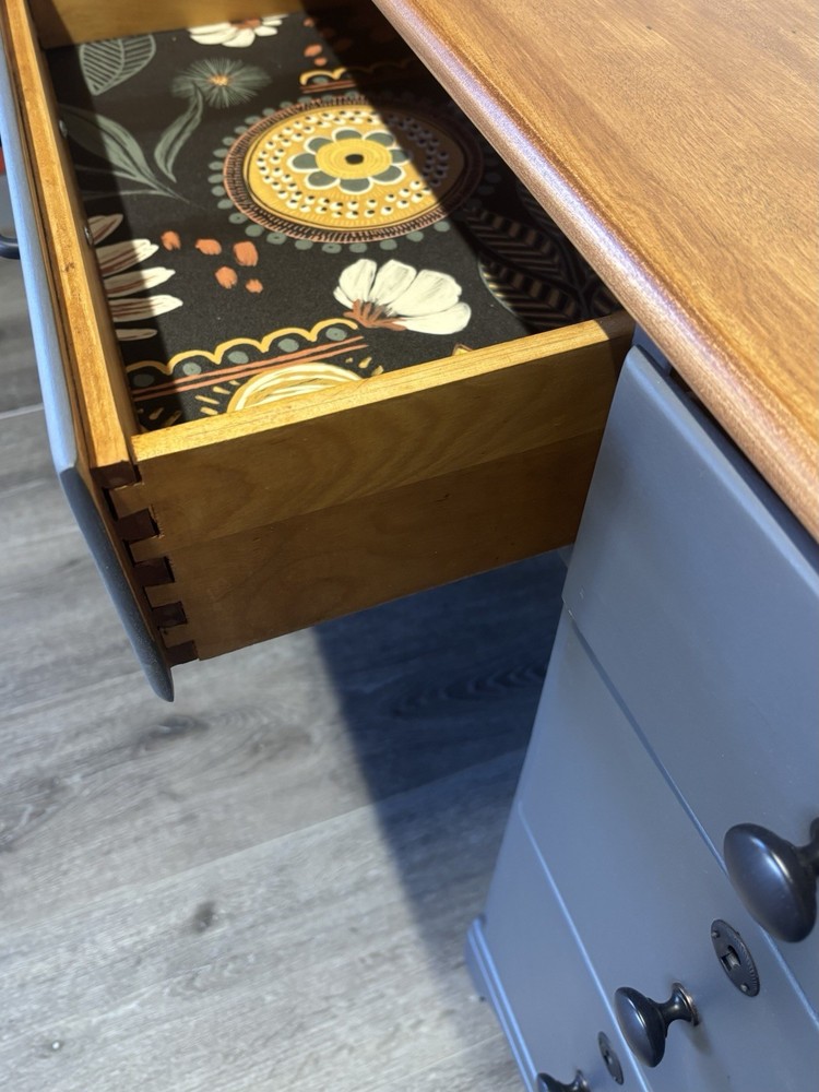 Vintage Early 1960’s Solid Wood 7 Drawer Desk- Refinished
