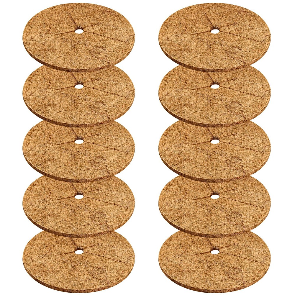 10 Pcs 11.8 Coco Coir Fiber Tree Mulch Ring Protector Mat- Coco Liner Mulch ...
