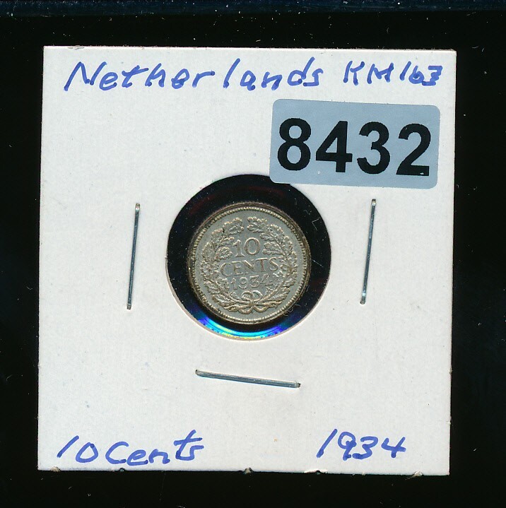 NETHERLANDS  - 10 CENTS 1934 silver - #8432