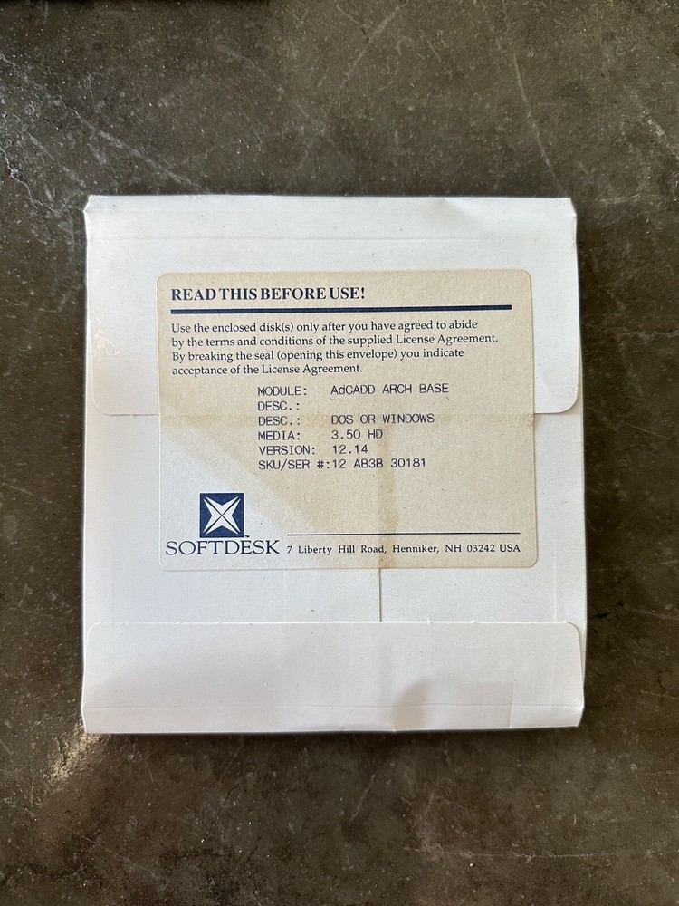 Vintage AdCADD Autodesk Softdesk Arch Base Software DOS Windows Ver. 12.14