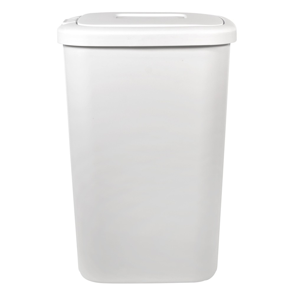 Hefty 13.3 Gal Plastic Touch Top Trash Can Push Button Lid Black