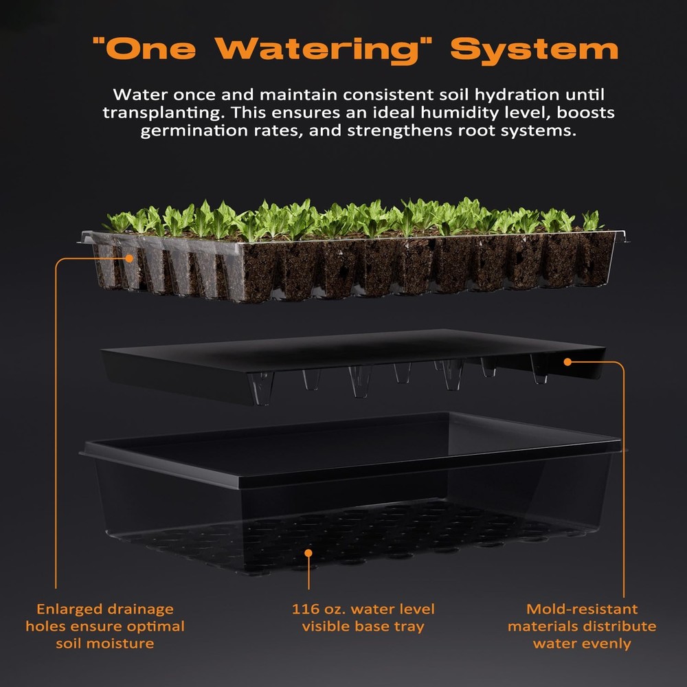 60-Cell Self-Watering Seed Starter Tray with Grow Light, Seed Starter Kit wit...