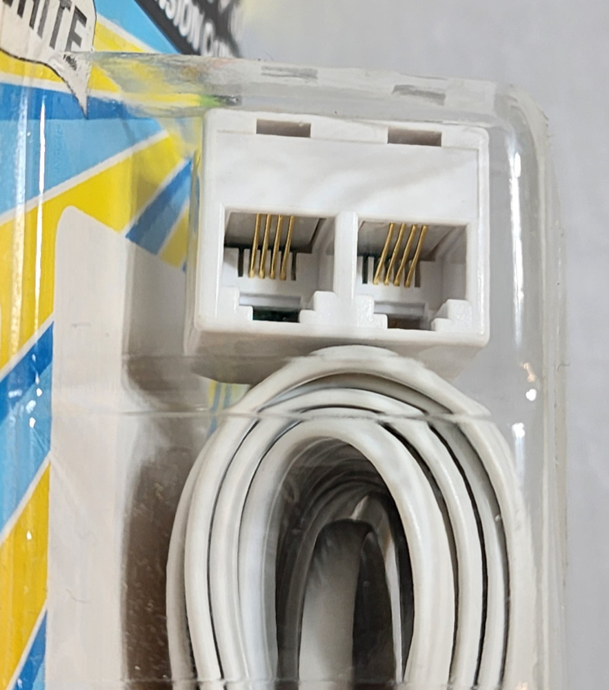 25 FT Phone Extension Cord – Double Jack – White