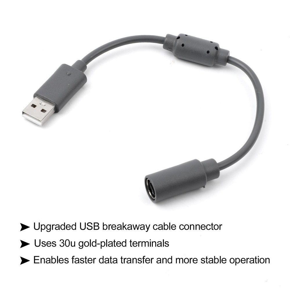 2pcs USB Breakaway Cable Replacement for Logitech G920 Thrustmaster Gray