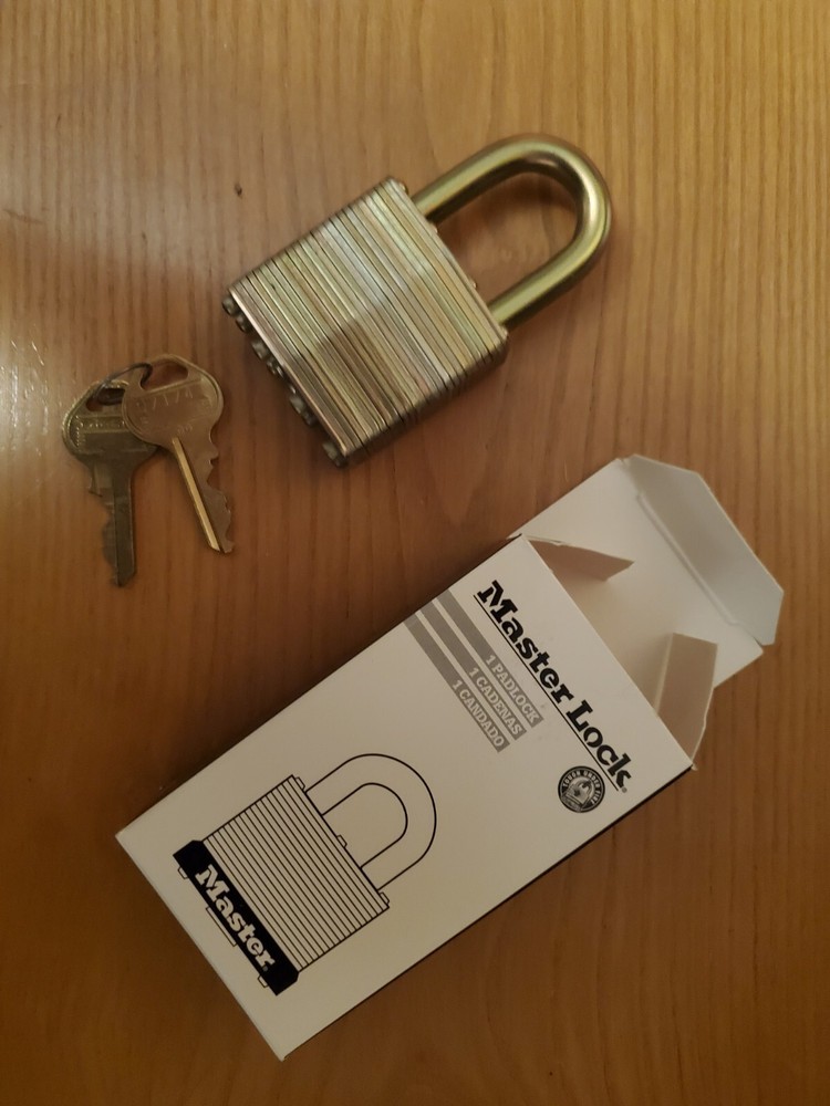 MASTER LOCK 6001LFUS Keyed Padlock, 3/4 in,Rectangle,Gold