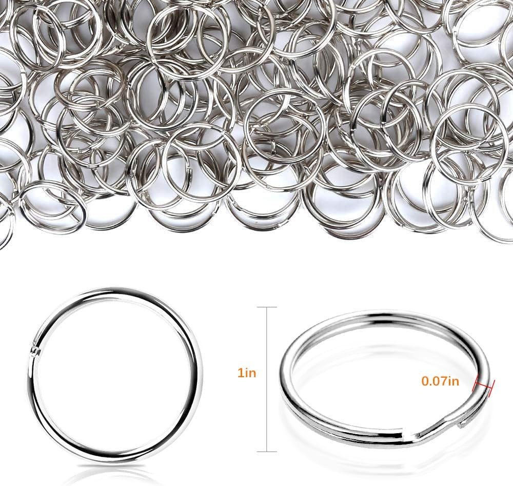 200PCS 25mm Split Key Rings Bulk, for Keychain and Crafts silver