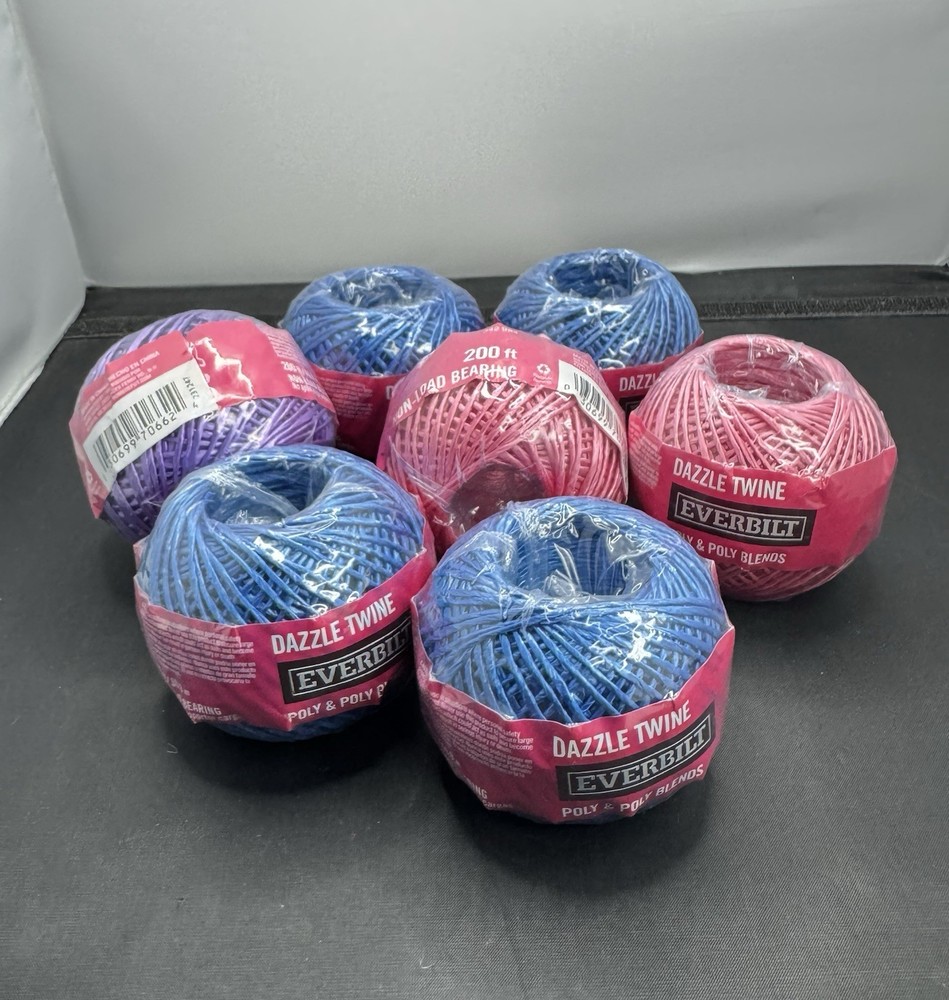 200 FT Metallic 🔵🔵🔵🔵🟣🩷🩷Poly DAZZLE TWINE String Twist Everbilt 7 Pack