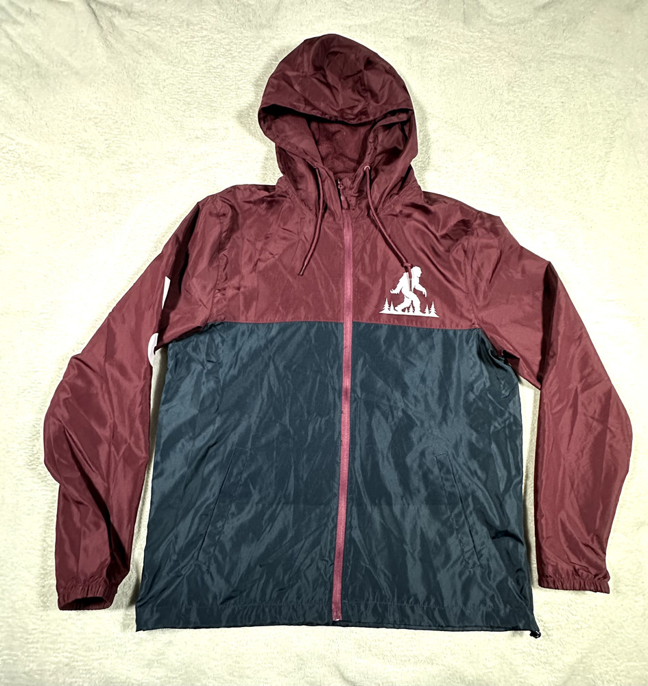 Jacket-Navy Blue/Maroon Wind Break with Bigfoot Logo Medium Preowned