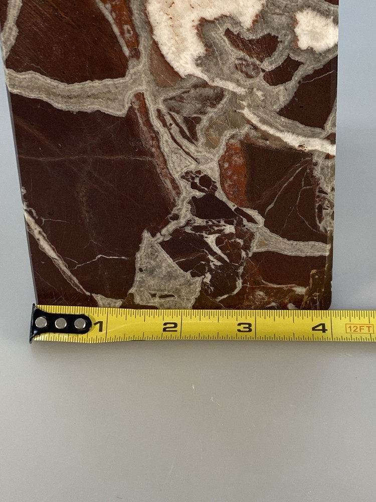 Decorative Oversized Rosso Levanto Marble Natural Stone Solid Obelisk 18” Tall