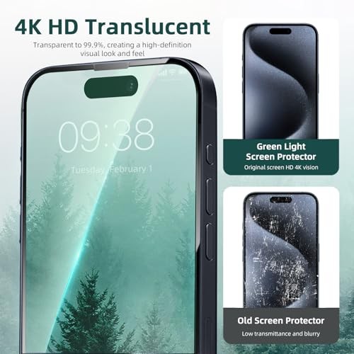 Anti Blue Light Screen Protector for 3 Pack Blue Light Blocking iPhone 15
