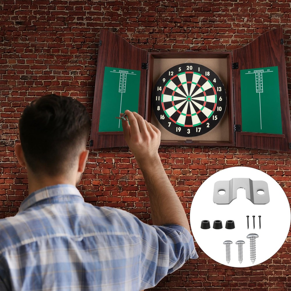 Dartboard Hanger - Wall Mounting Kit with Hooks for Small, silvery