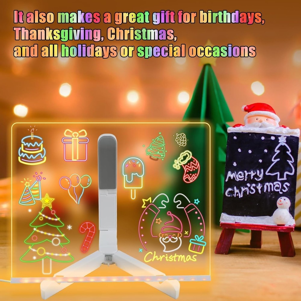 Led Note Board with Colors, Light Up Acrylic Message Board, Glowing Acrylic D...