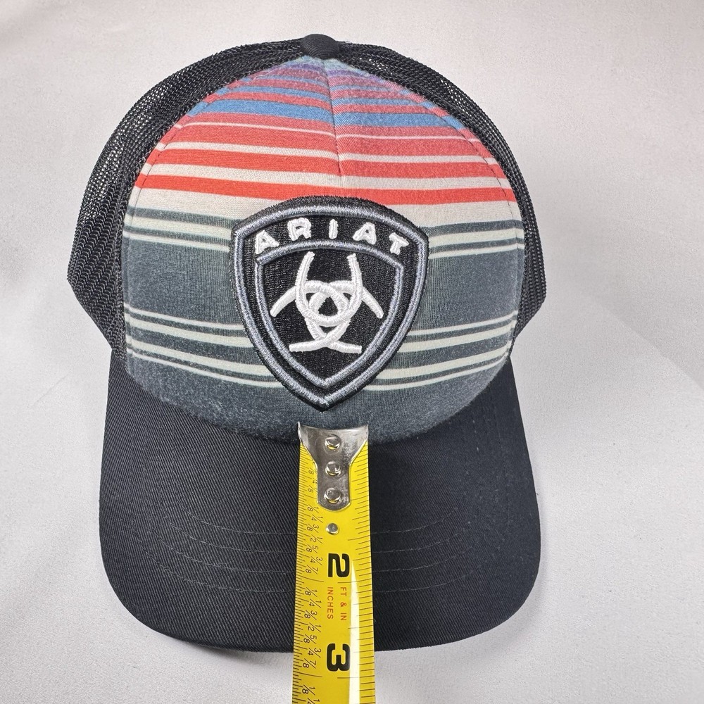 ARIAT Snapback Adjustable Mesh Cap Black & Striped Multicolored (#82)