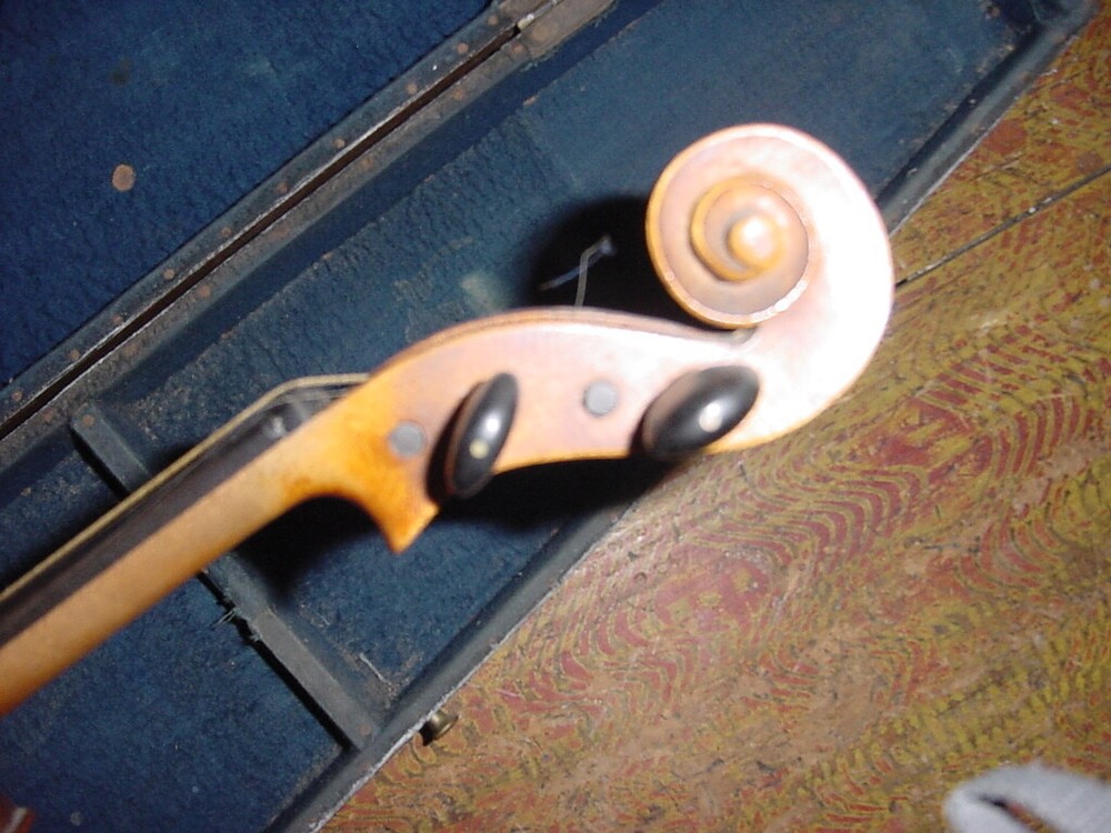 ANTIQUE LABELED STENTOR VIOLIN 19TH C ONE PIECE TIGER MAPLE BACK