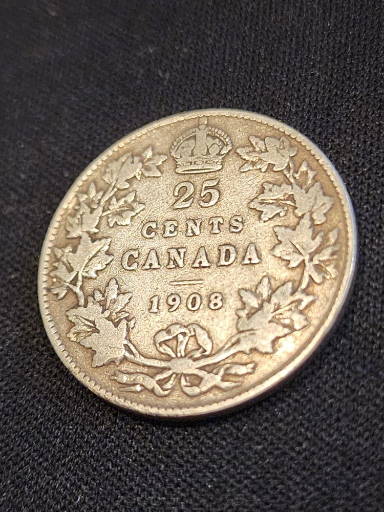 1908 Canada 25 Cents Silver Coin