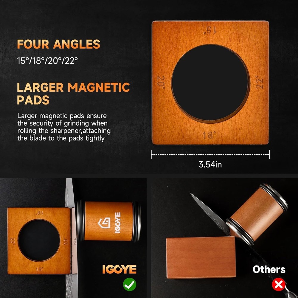 Diamond Rolling Sharpening Sharpener Knife Tool 4 Adjustable Angle Magnetic Base